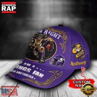 Custom Name Minnesota Vikings NFL Mascot Damn Right Football Team Baseball Cap