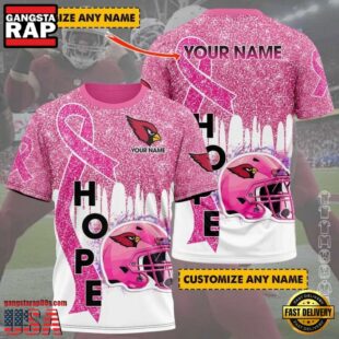 Custom Name NFL Arizona Cardinals Breast Cancer All Over Print T-Shirt