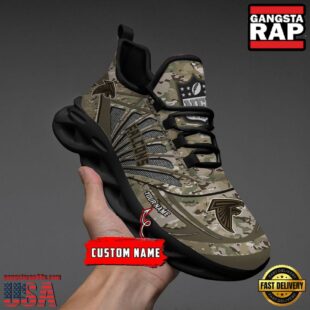 Custom Name NFL Atlanta Falcons Camo Veteran Day Max Soul Shoes