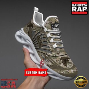 Custom Name NFL Atlanta Falcons Camo Veteran Day Max Soul Shoes