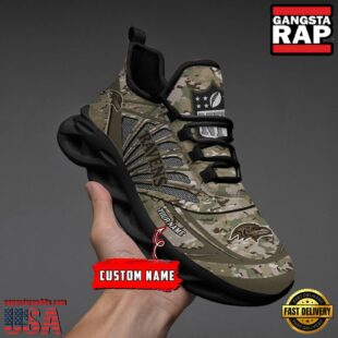 Custom Name NFL Baltimore Ravens Camo Veteran Day Max Soul Shoes