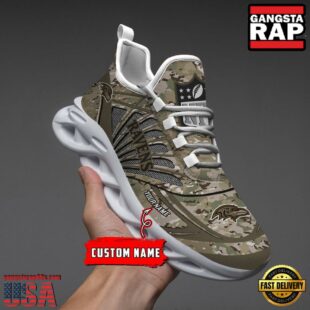 Custom Name NFL Baltimore Ravens Camo Veteran Day Max Soul Shoes