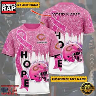 Custom Name NFL Chicago Bears Breast Cancer All Over Print T-Shirt