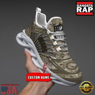 Custom Name NFL Chicago Bears Camo Veteran Day Max Soul Shoes