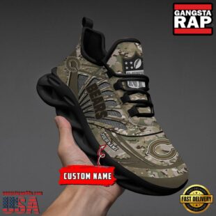 Custom Name NFL Chicago Bears Camo Veteran Day Max Soul Shoes