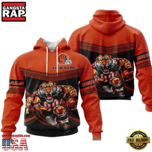 Custom Name NFL Cincinnati Bengals Mascot All Over Print Hoodie Shirt