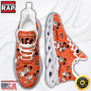 Custom Name NFL Cincinnati Bengals Mickey Mouse Max Soul Shoes