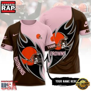 Custom Name NFL Cleveland Browns All Over Print T-Shirt For Fans