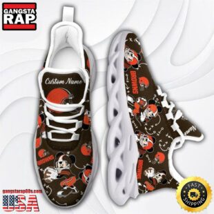 Custom Name NFL Cleveland Browns Mickey Mouse Max Soul Shoes