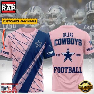 Custom Name NFL Dallas Cowboy Football Team All Over Print T-Shirt For Fans