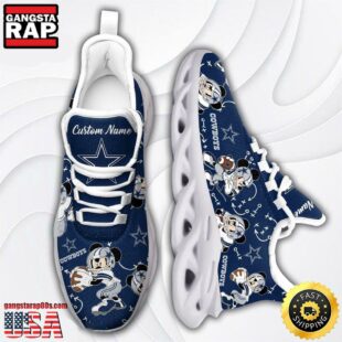 Custom Name NFL Dallas Cowboys Mickey Mouse Max Soul Shoes