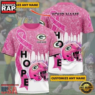 Custom Name NFL Green Bay Packers Breast Cancer All Over Print T-Shirt