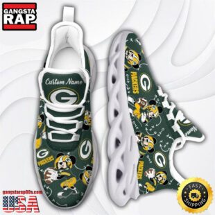 Custom Name NFL Green Bay Packers Mickey Mouse Max Soul Shoes