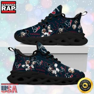 Custom Name NFL Houston Texans Mickey Mouse Max Soul Shoes