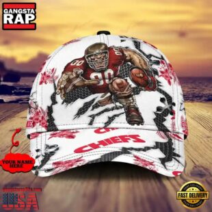 Custom Name NFL Kansas City Chiefs Mascot Football Baseball Cap