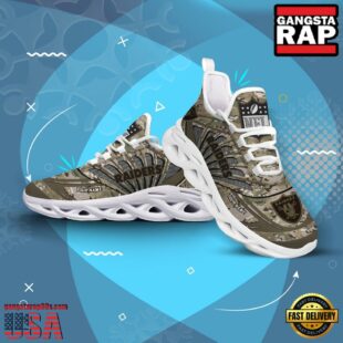 Custom Name NFL Las Vegas Raiders Camo Veteran Day Max Soul Shoes