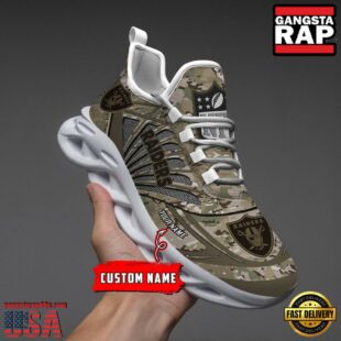 Custom Name NFL Las Vegas Raiders Camo Veteran Day Max Soul Shoes