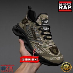 Custom Name NFL Las Vegas Raiders Camo Veteran Day Max Soul Shoes