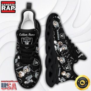 Custom Name NFL Las Vegas Raiders Mickey Mouse Max Soul Shoes