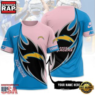 Custom Name NFL Los Angeles Chargers All Over Print T-Shirt For Fans