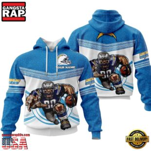 Custom Name NFL Los Angeles Chargers Mascot All Over Print Hoodie Shirt