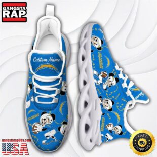 Custom Name NFL Los Angeles Chargers Mickey Mouse Max Soul Shoes