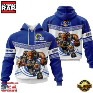 Custom Name NFL Los Angeles Rams Mascot All Over Print Hoodie Shirt