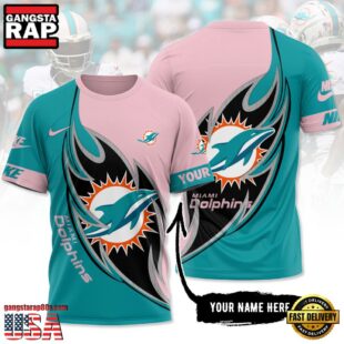 Custom Name NFL Miami Dolphins All Over Print T-Shirt For Fans