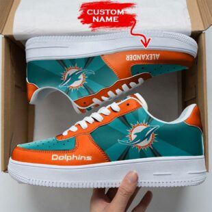 Custom Name NFL Miami Dolphins Custom Air Force 1 Shoes For Fans