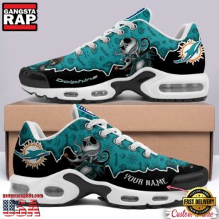 Custom Name NFL Miami Dolphins Jack Skellington Air Max Plus Shoes