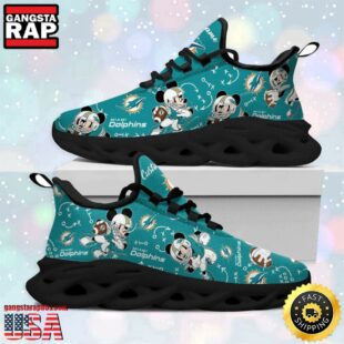 Custom Name NFL Miami Dolphins Mickey Mouse Max Soul Shoes