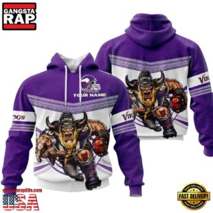 Custom Name NFL Minnesota Vikings Mascot All Over Print Hoodie Shirt