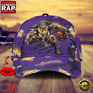 Custom Name NFL Minnesota Vikings Mascot Football Baseball Cap