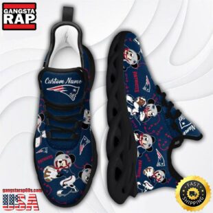 Custom Name NFL New England Patriots Mickey Mouse Max Soul Shoes