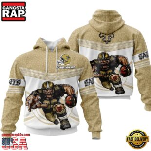 Custom Name NFL New Orleans Saints Mascot All Over Print Hoodie Shirt