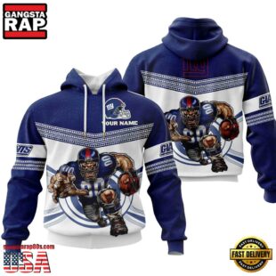 Custom Name NFL New York Giants Mascot All Over Print Hoodie Shirt