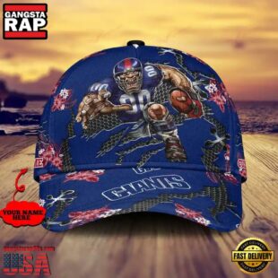 Custom Name NFL New York Giants Mascot Football Baseball Cap