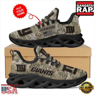 Custom Name NFL New York Giants US Army Military Veteran Camouflage Max Soul Shoes