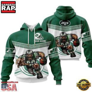 Custom Name NFL New York Jets Mascot All Over Print Hoodie Shirt