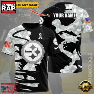 Custom Name NFL Pittsburgh Steelers Camo All Over Print T-Shirt