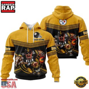 Custom Name NFL Pittsburgh Steelers Mascot All Over Print Hoodie Shirt