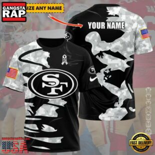 Custom Name NFL San Francisco 49ers Camo All Over Print T-Shirt