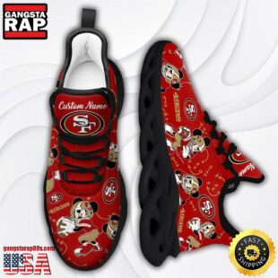 Custom Name NFL San Francisco 49ers Mickey Mouse Max Soul Shoes