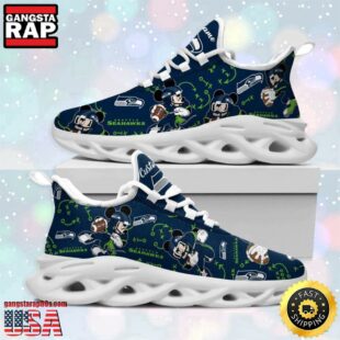 Custom Name NFL Seattle Seahawks Mickey Mouse Max Soul Shoes