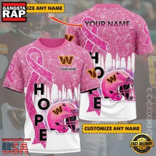 Custom Name NFL Washington Commanders Breast Cancer All Over Print T-Shirt