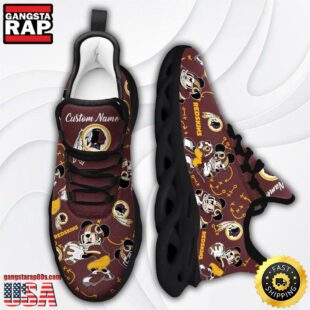 Custom Name NFL Washington Redskins Mickey Mouse Max Soul Shoes