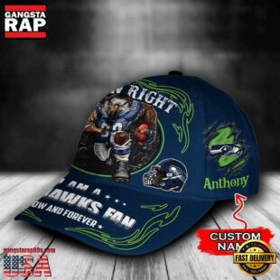 Custom Name Seattle Seahawks NFL Mascot Damn Right Football Team Baseball Cap