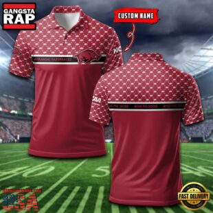 Custom NCAA Arkansas Razorbacks Team Logo Pattern Polo Shirt