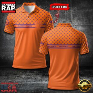 Custom NCAA Clemson Tigers Team Logo Pattern Polo Shirt