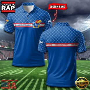 Custom NCAA Kansas Jayhawks Team Logo Pattern Polo Shirt